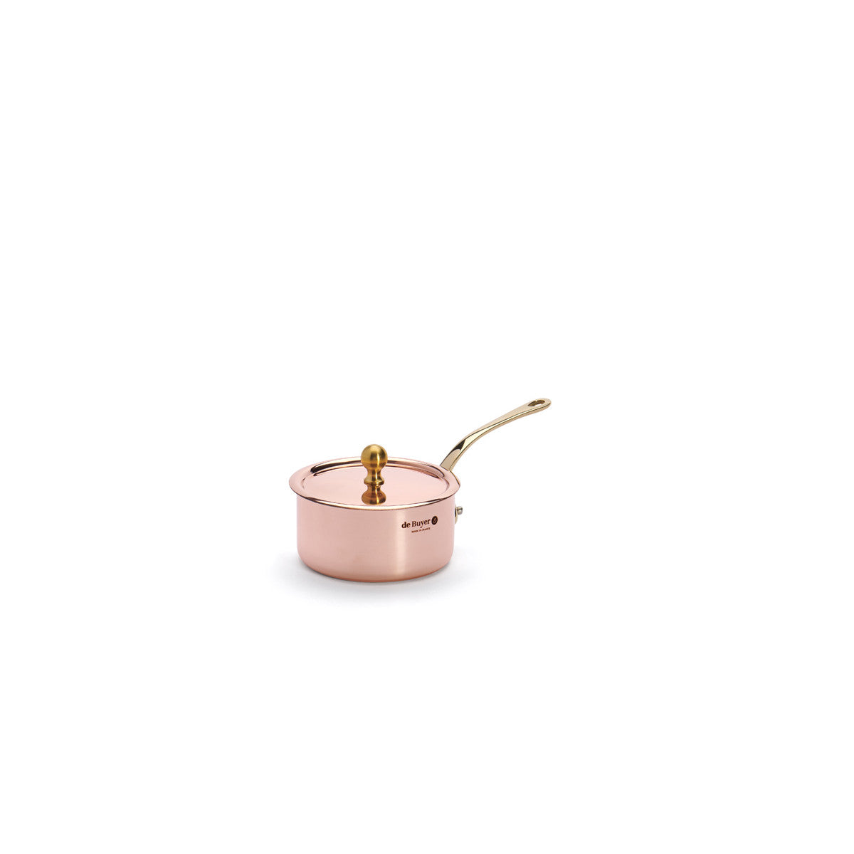 Casserole en cuivre INOCUIVRE Ø9cm avec couvercle & montures laiton - 2