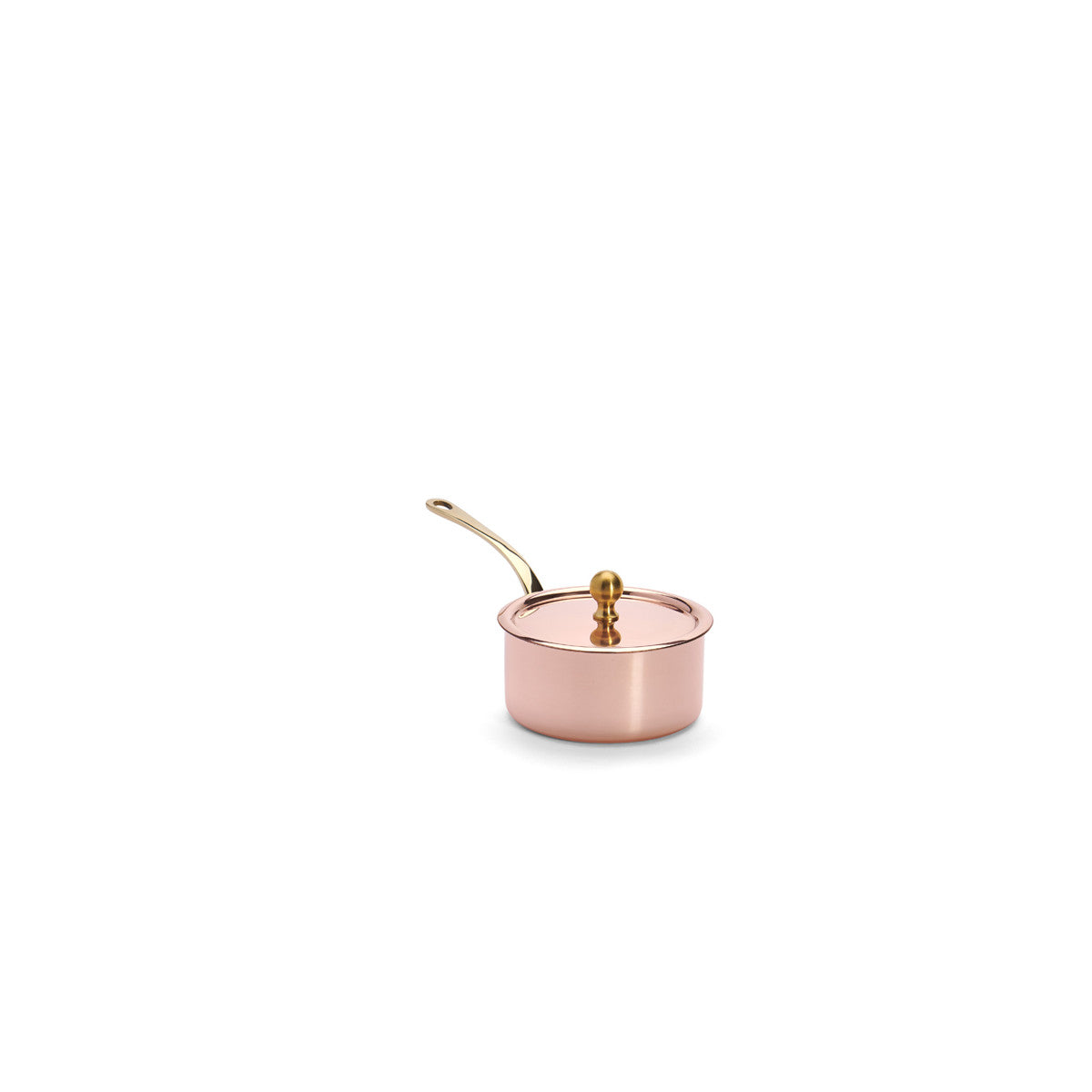 Casserole en cuivre INOCUIVRE Ø9cm avec couvercle & montures laiton - 1
