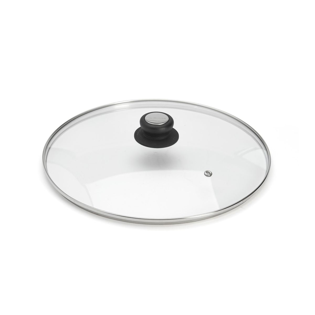 Couvercle en verre cerclé inox avec bouton bakélite/inox Ø32cm - 1