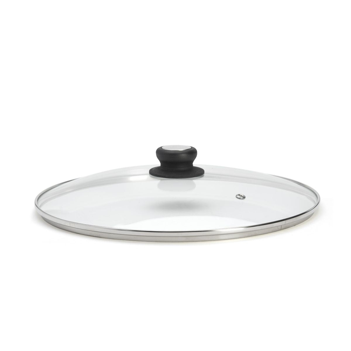 Couvercle en verre cerclé inox avec bouton bakélite/inox Ø32cm - 2