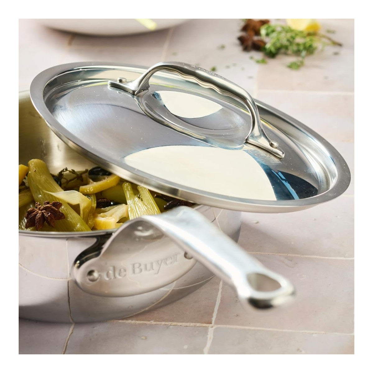 Couvercle en inox avec pontet en fonte d'inox Ø16cm - 2