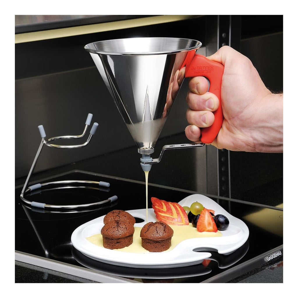 Entonnoir à piston avec pied 0,8L inox KWIK Rouge - 2