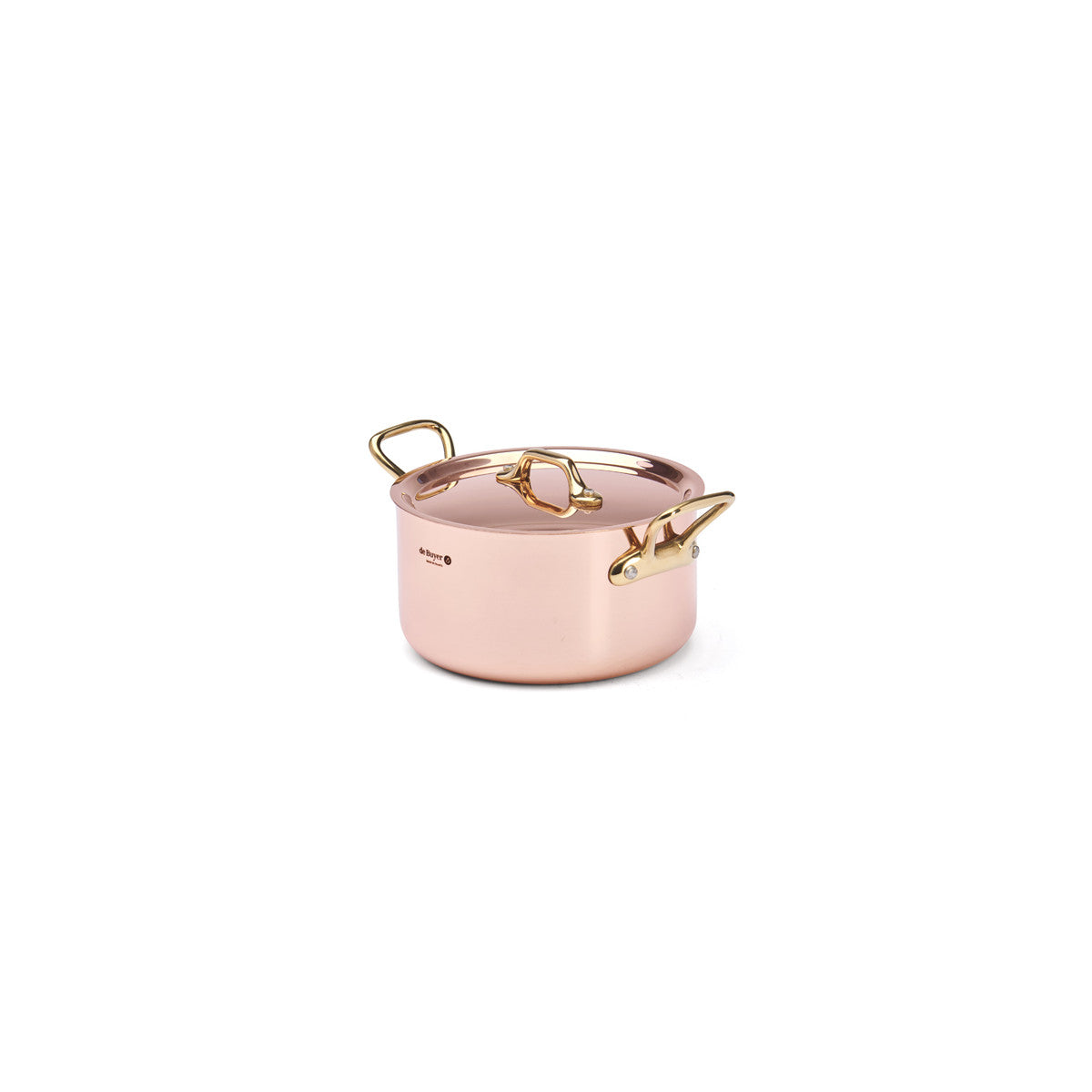 Faitout en cuivre INOCUIVRE Ø16cm avec couvercle & montures laiton - 2
