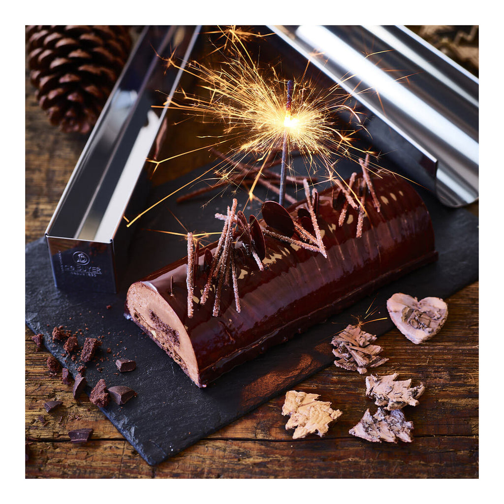 Gouttière à bûche ronde inox démontable 30x6,5cm - 2