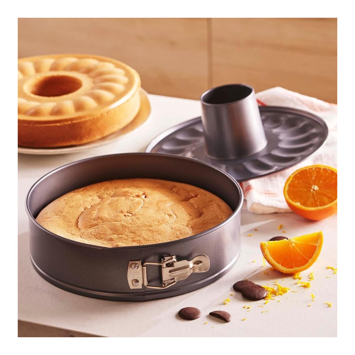Moule à manqué / savarin acier antiadhésif Ø26cm démontable 2 fonds - 2