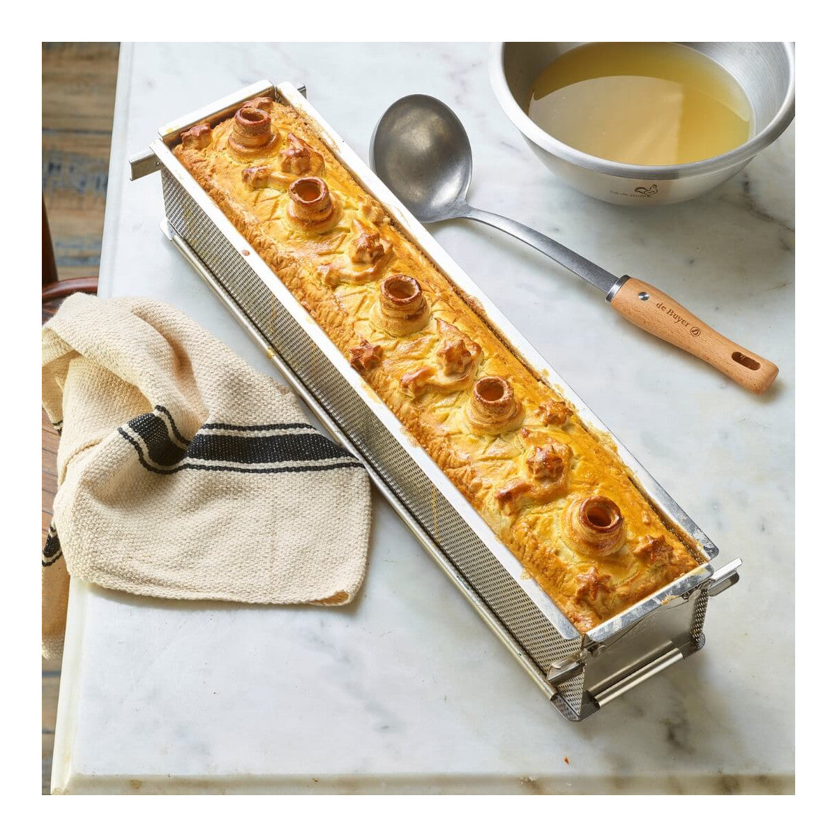 Moule à pâté en croûte dépliable inox perforé GEOFORME 35x7x7,5cm - 2
