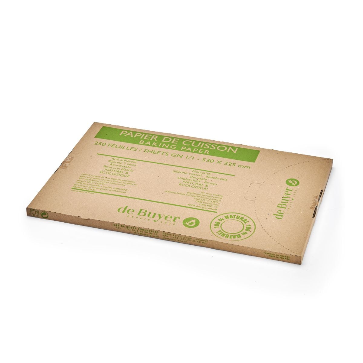 Papier de cuisson siliconé non blanchi 250 feuilles 53x32,5cm - 2