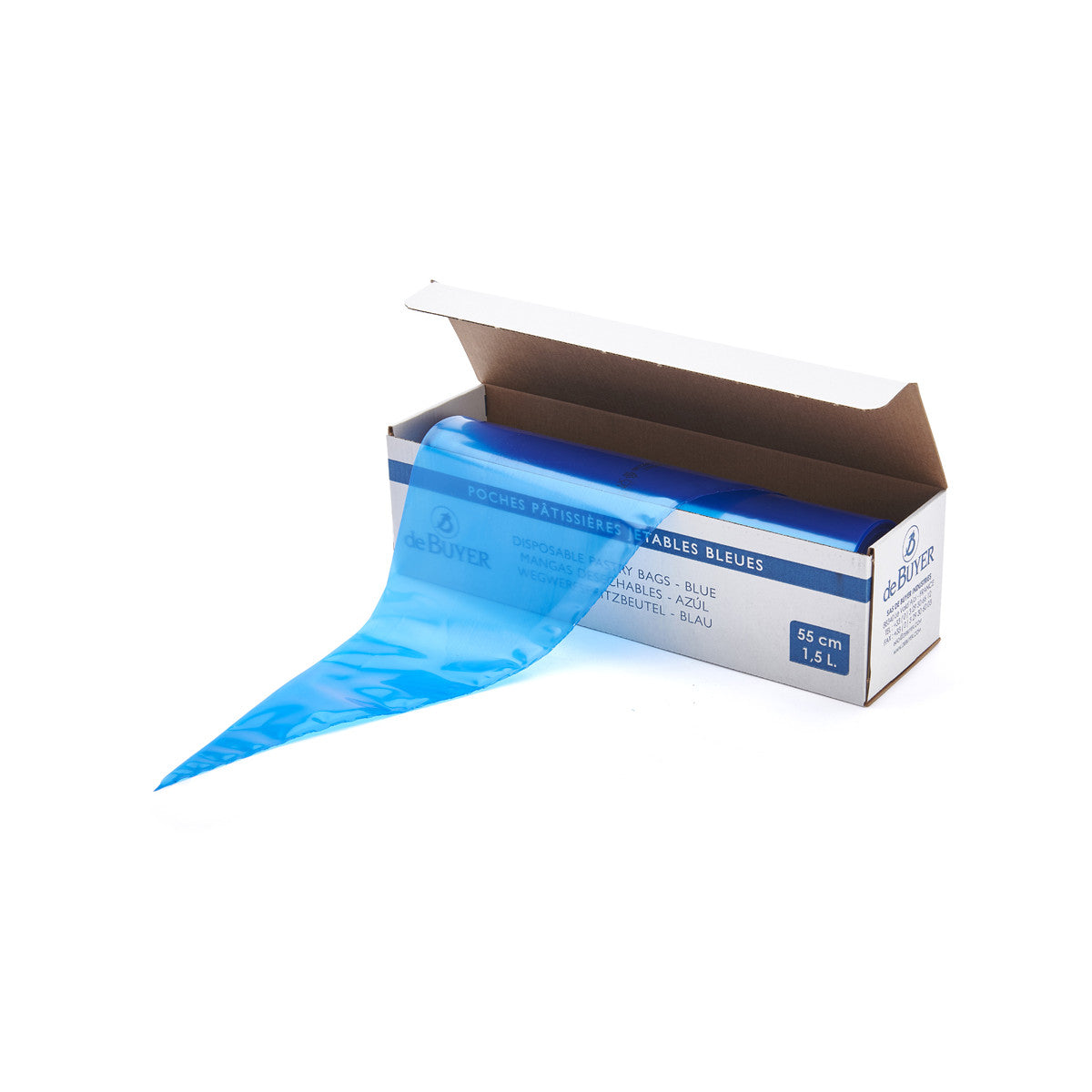 Rouleau de 100 poches pâtissières jetables polyéthylène bleu 55cm - 1